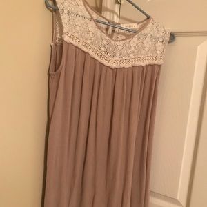 Umgee Tan Tunic with lace detail